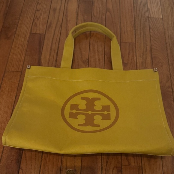 Tory Burch Mustard Yellow Canvas Tote - Picture 1 of 9